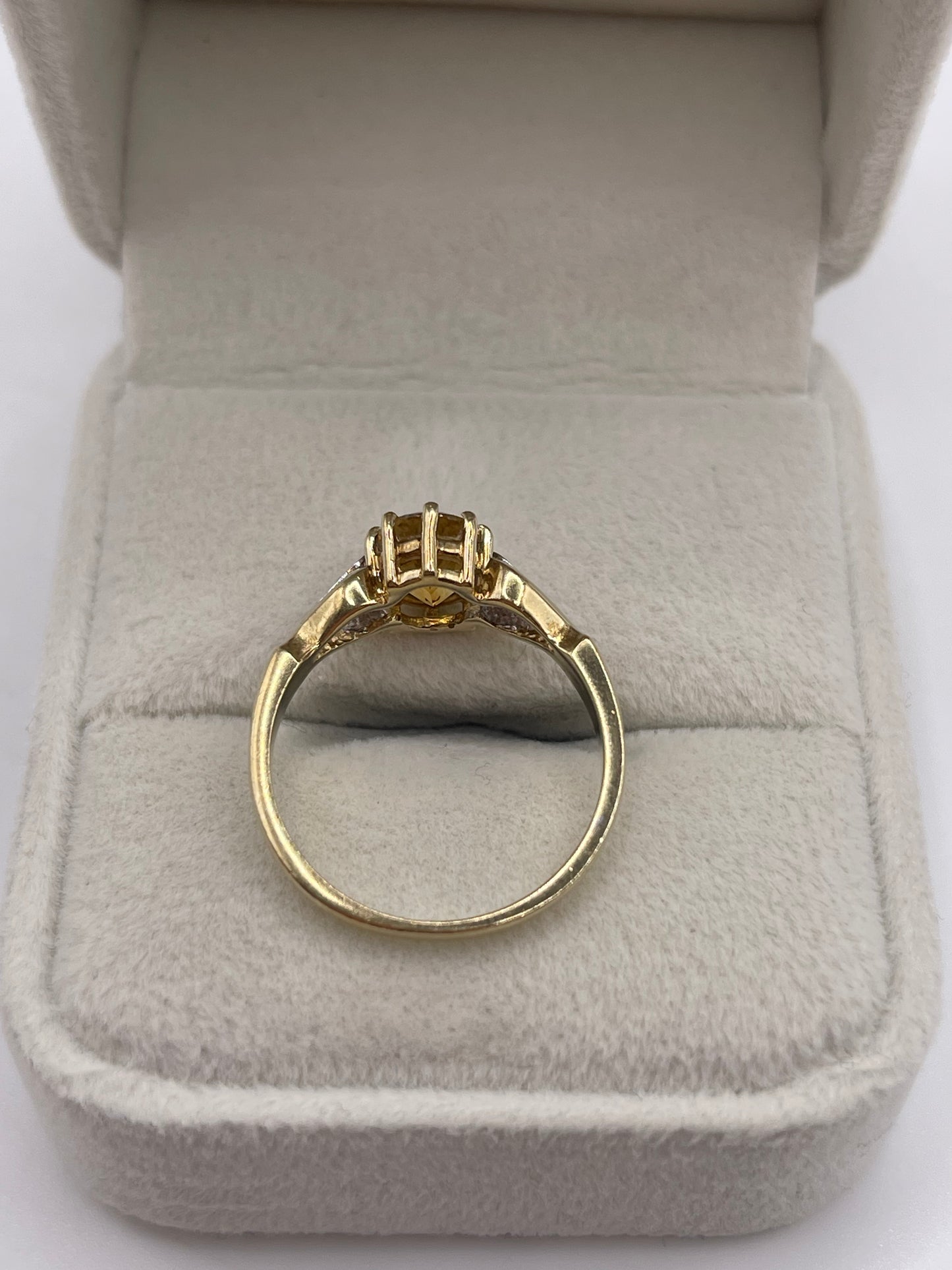 9ct gold citrine and diamond ring