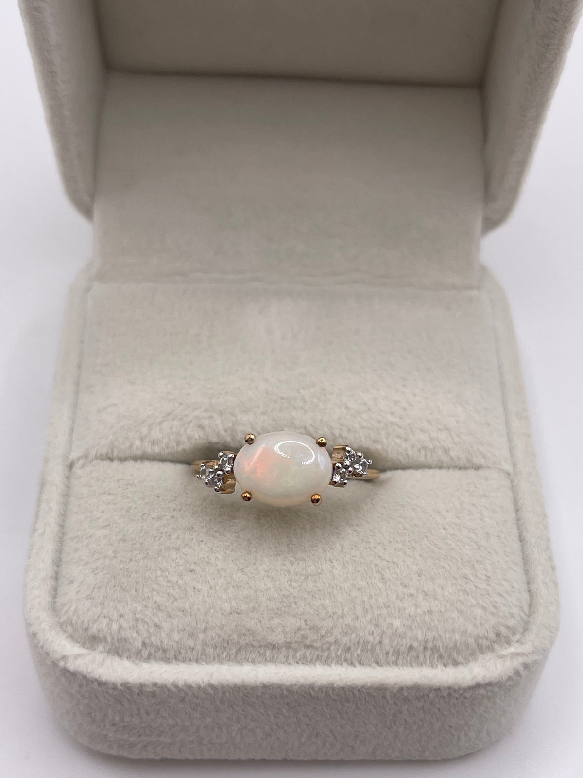 9ct gold opal and zircon ring