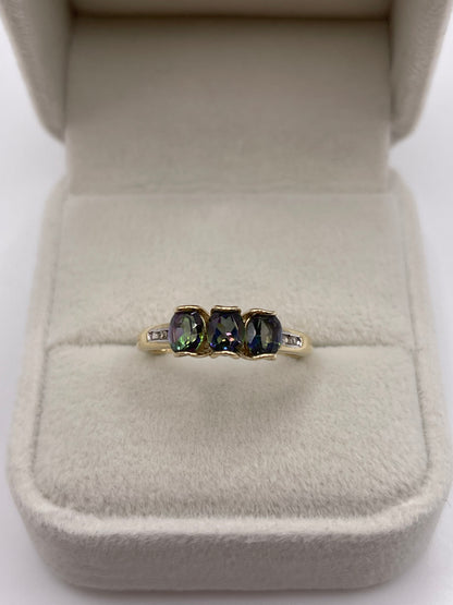 9ct gold mystic topaz and zircon ring