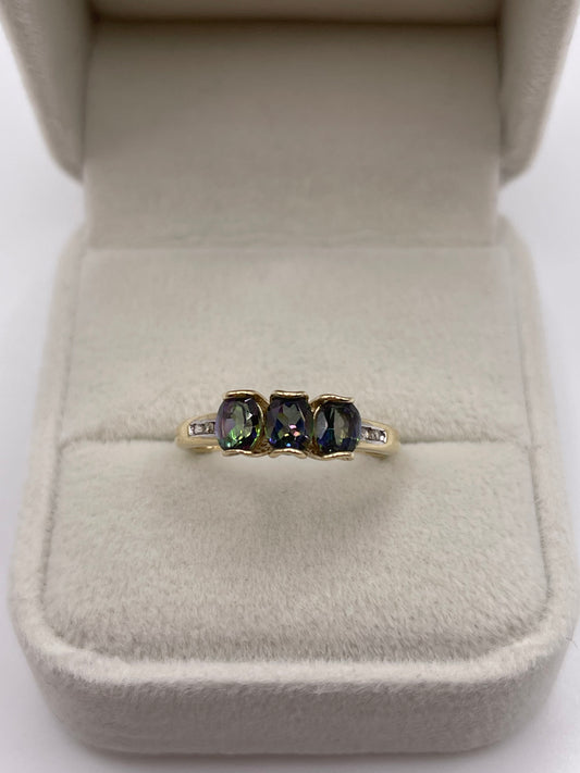 9ct gold mystic topaz and zircon ring