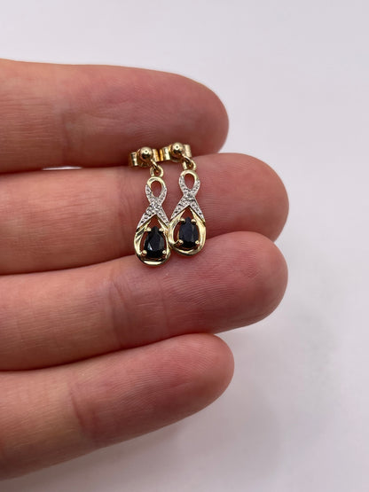 9ct gold sapphire and diamond earrings
