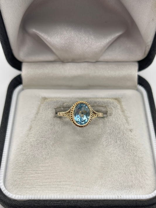 9ct gold blue topaz ring