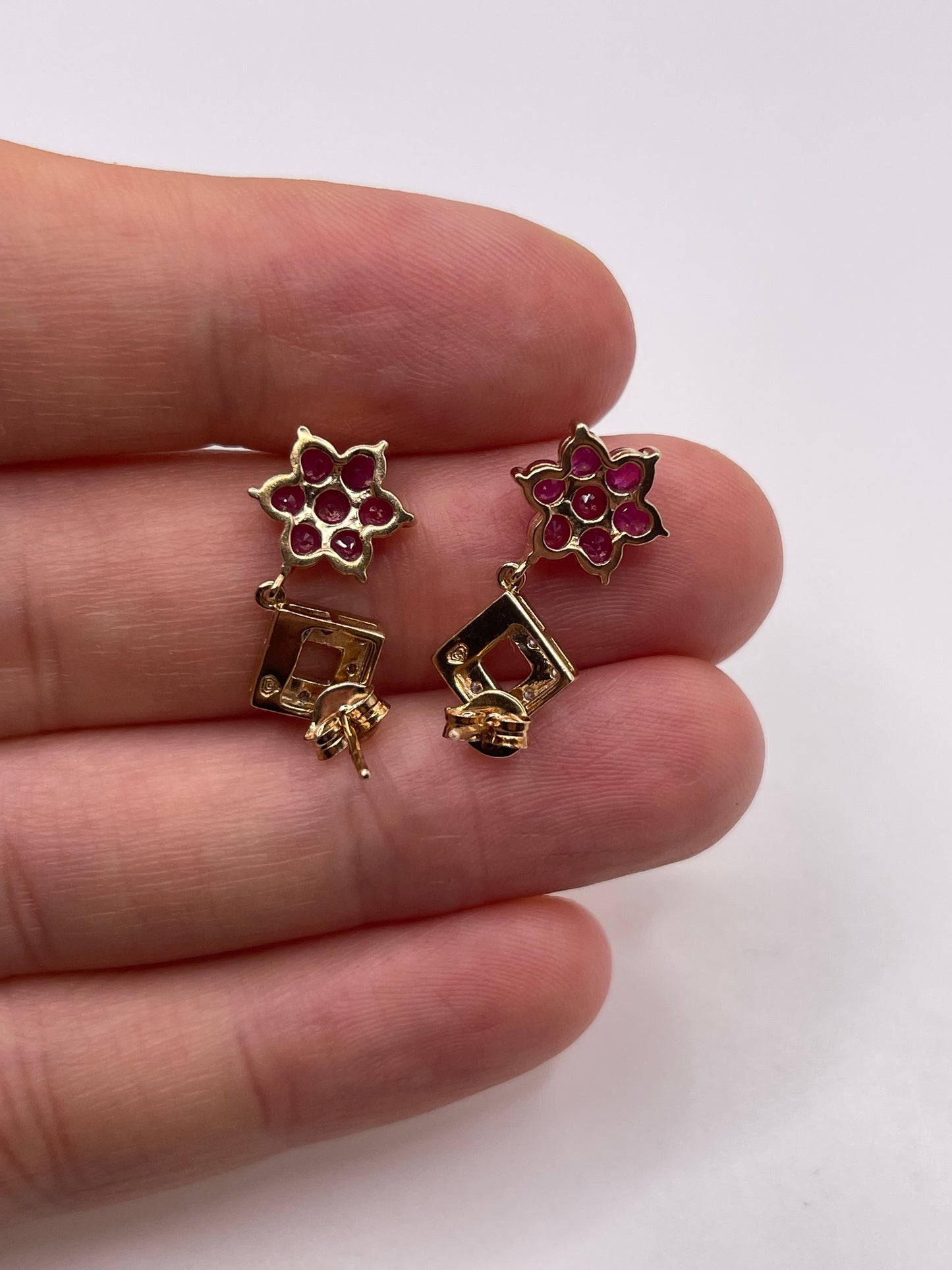 9ct gold ruby and diamond earrings