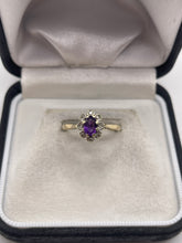 Load image into Gallery viewer, 9ct gold amethyst and diamond ring
