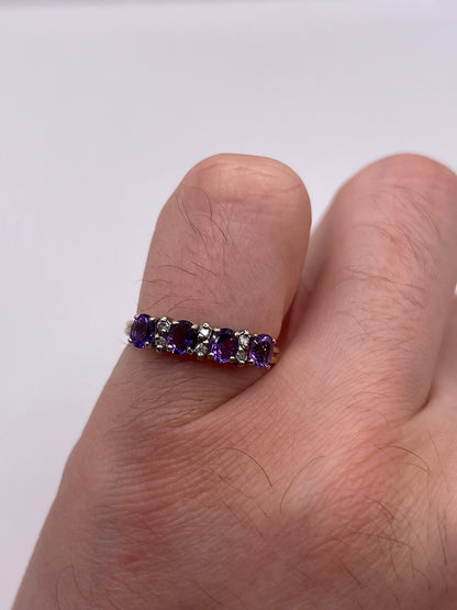 9ct gold amethyst and diamond ring