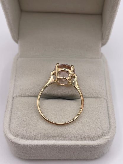 9ct gold kunzite and diamond ring