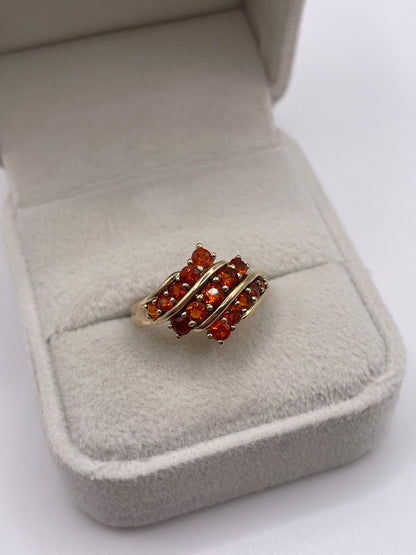 9ct gold fire opal cluster ring