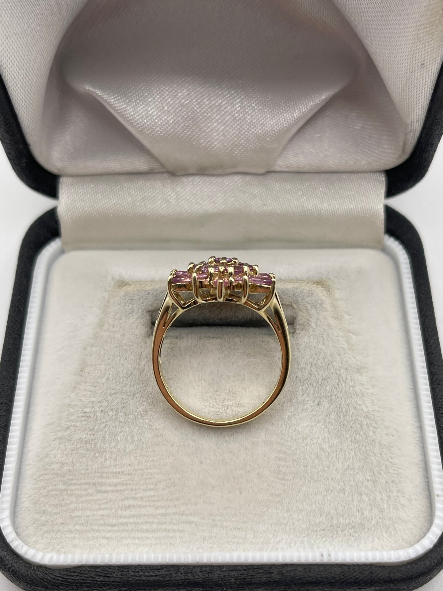 9ct gold pink sapphire cluster ring