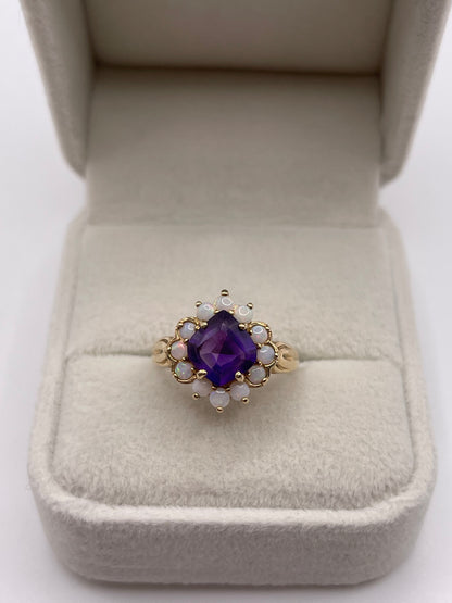 9ct gold amethyst and opal ring