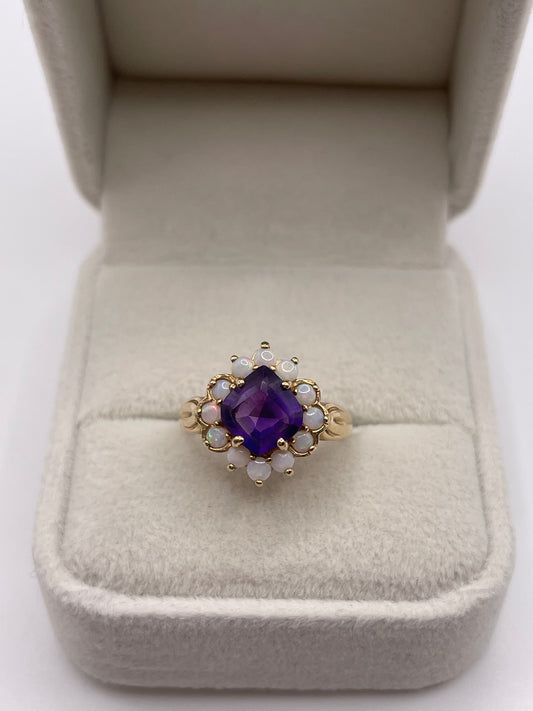 9ct gold amethyst and opal ring