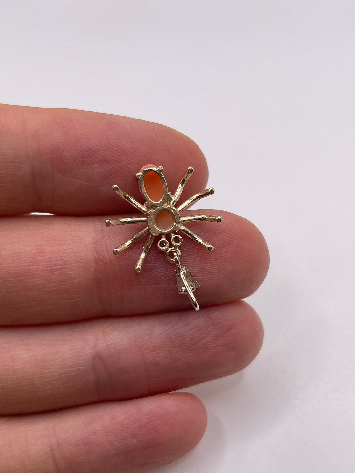 9ct gold coral and diamond spider pendant