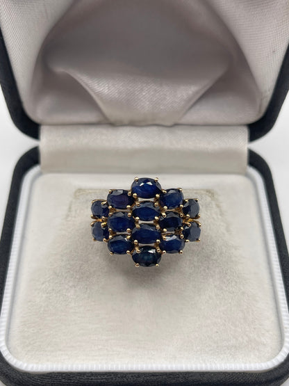 9ct gold sapphire cluster ring