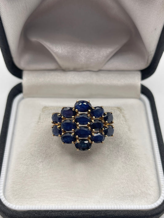 9ct gold sapphire cluster ring