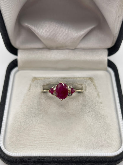 9ct gold ruby and diamond ring