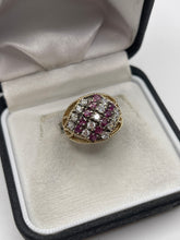 Load image into Gallery viewer, 9ct gold ruby and cz ring
