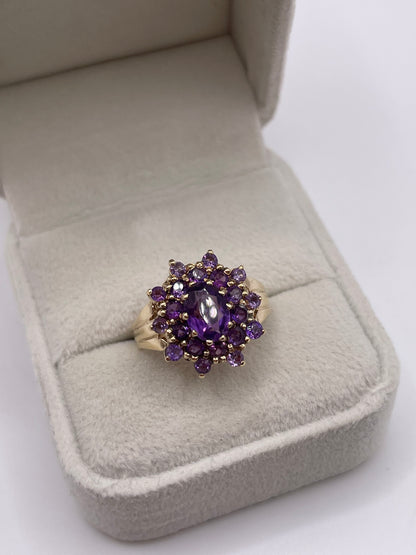 9ct gold amethyst cluster ring