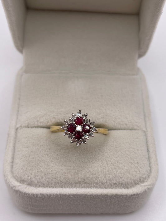 18ct gold ruby and diamond ring
