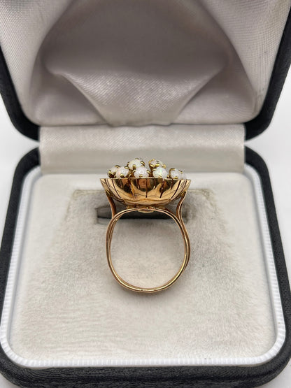 14ct rose gold opal cluster ring
