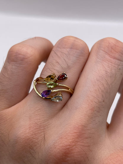 9ct gold multi gemstone ring