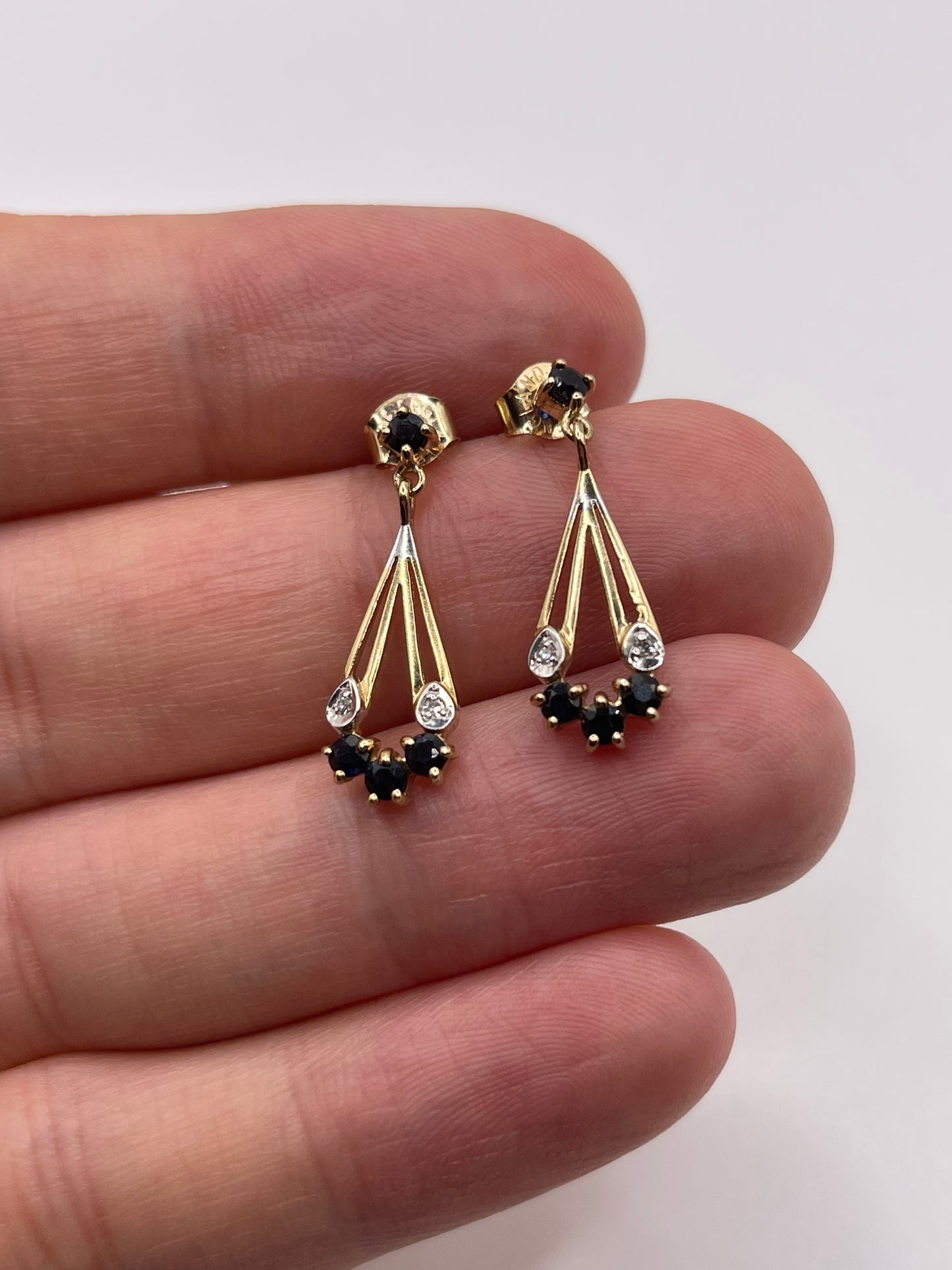 9ct gold sapphire and diamond earrings