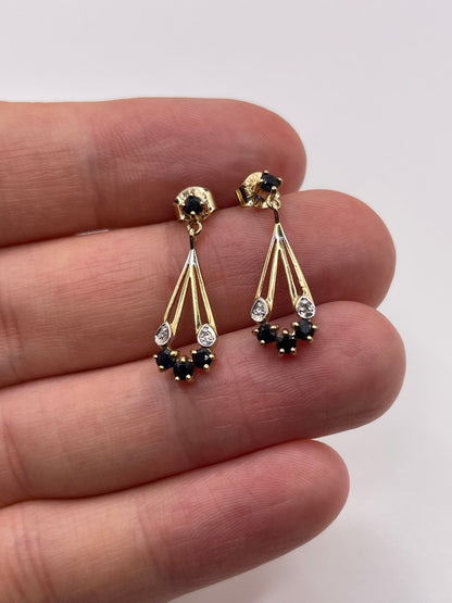 9ct gold sapphire and diamond earrings