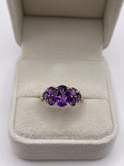9ct gold amethyst and diamond ring