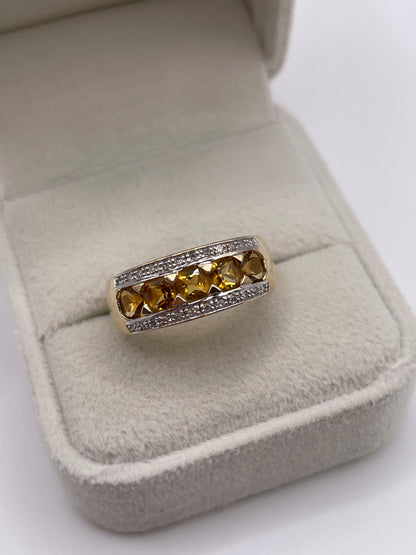 9ct gold citrine and diamond ring