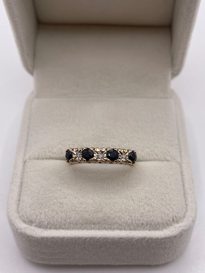 9ct gold sapphire and diamond ring