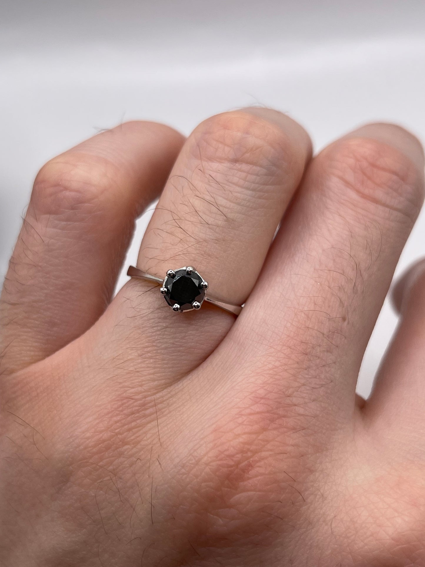 9ct white gold black diamond ring