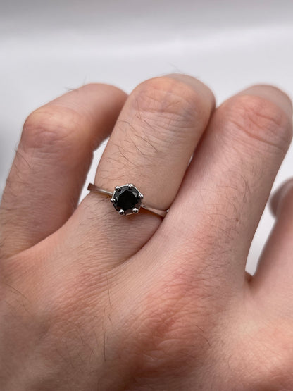 9ct white gold black diamond ring