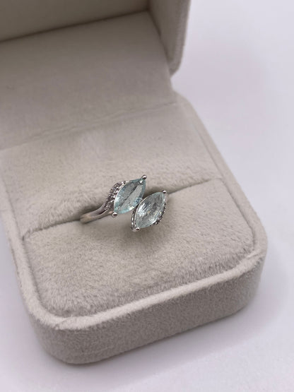9ct white gold tourmaline and diamond ring