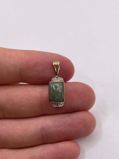 9ct gold jade and diamond pendant