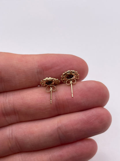 9ct gold garnet earrings