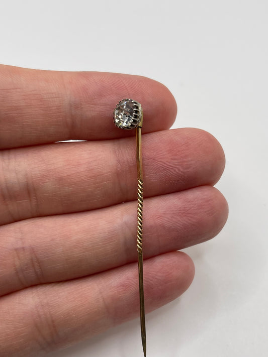 Antique 9ct gold and silver paste stick pin