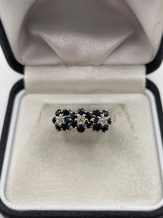 9ct gold sapphire and diamond ring