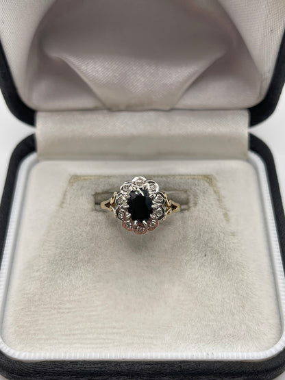 9ct gold sapphire and diamond ring