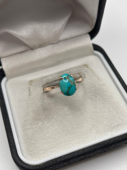 Antique 9ct rose gold turquoise ring
