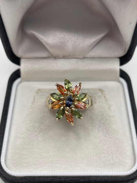 9ct gold sapphire and diamond ring