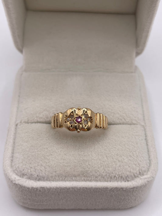 9ct gold ruby and diamond ring