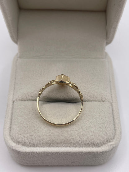 9ct gold London blue topaz claddagh ring