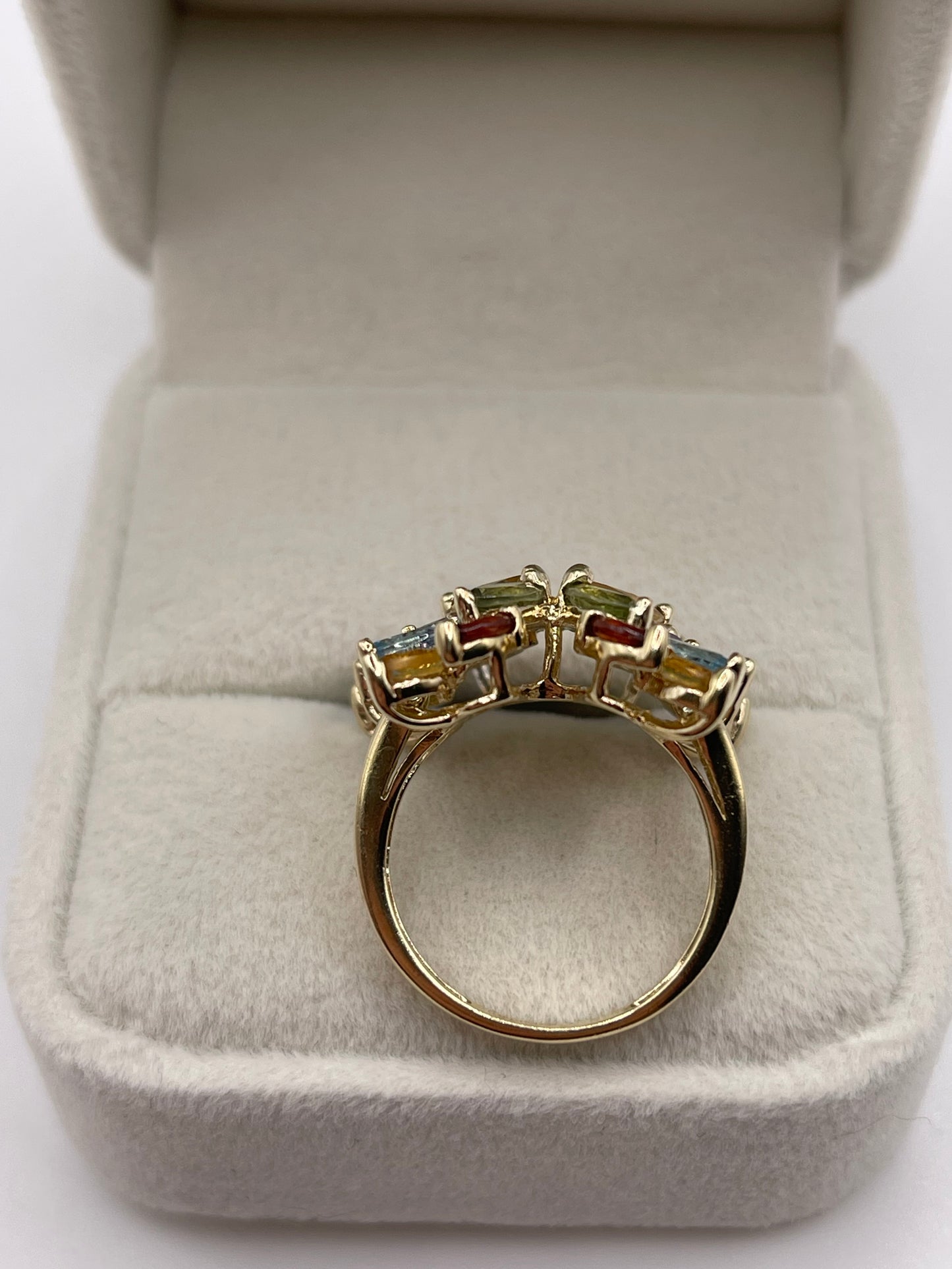 9ct gold multi gemstone and diamond butterfly ring