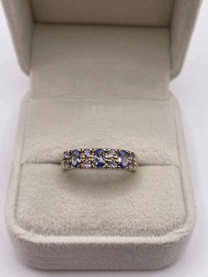 9ct gold tanzanite cluster ring