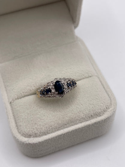 9ct gold sapphire and diamond ring