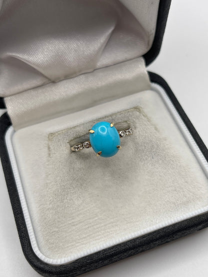 9ct gold turquoise and zircon ring