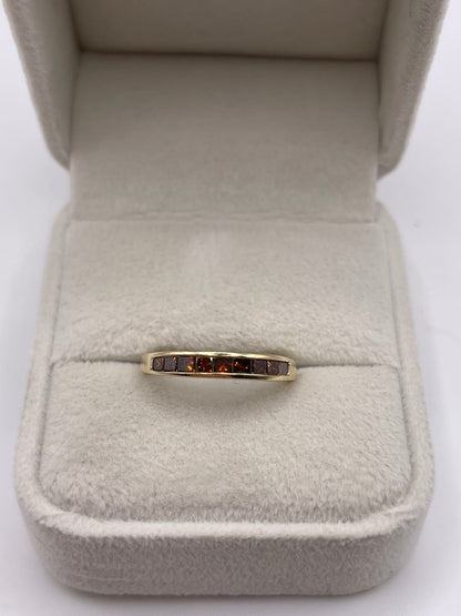 9ct gold red diamond ring