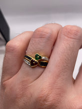 Load image into Gallery viewer, 18ct gold ruby, sapphire, emerald and diamond ring
