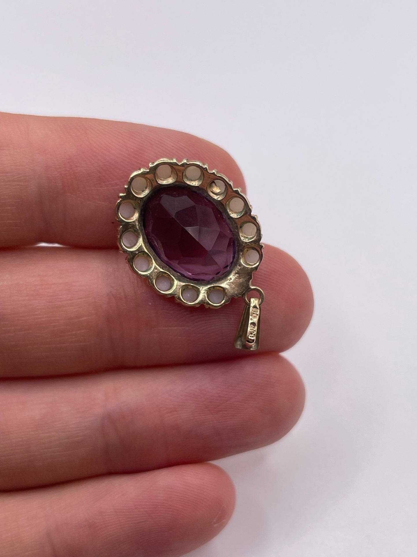 9ct gold amethyst and pearl pendant