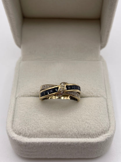 9ct gold sapphire and diamond ring