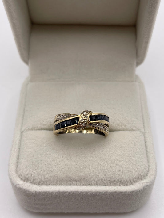 9ct gold sapphire and diamond ring