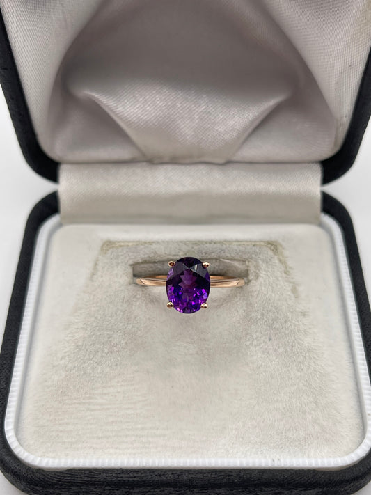9ct rose gold amethyst ring